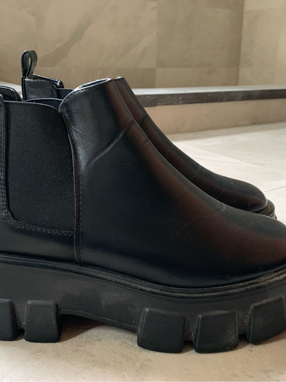 Black Chelsea Platform Booties - Women's Fashion Boots